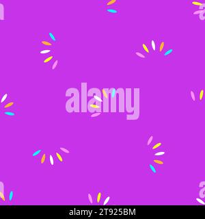 Vector colorful illustration with bright icons with splashes. Seamless pattern with hand drawn objects - symbol of upload and waiting process. Gift pa Stock Vector