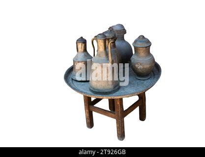 Water jug, Old jug isolated on white background Stock Photo