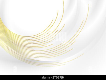 White smooth abstract tech luxury background with golden lines. Vector design Stock Vector