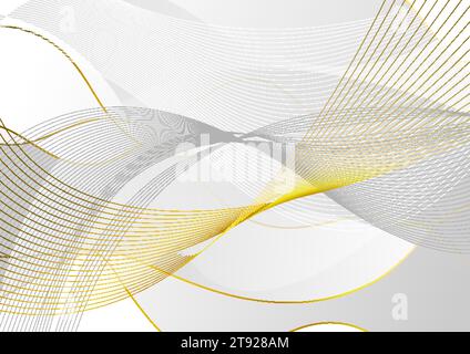 Grey golden waves and lines abstract elegant background. Vector design Stock Vector