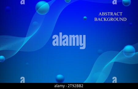 blue abstract background with smooth lines and blue ball vector illustration Stock Vector