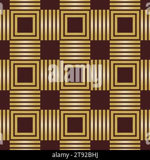 Seamless geometric background for your designs. Modern vector ornament with golden squares. Geometric abstract pattern Stock Vector