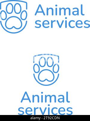 Pet care services blue line business logo Stock Vector