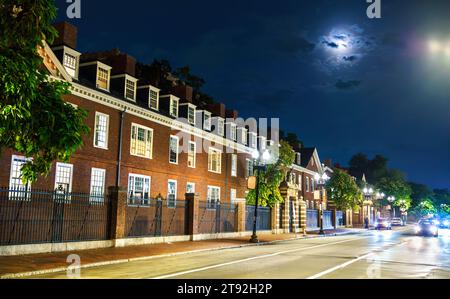 Massachusetts Avenue near Harvard University in Cambridge - Massachusetts, United States Stock Photo
