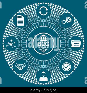 Concept of b2g with connected icons Stock Photo