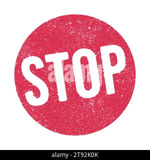 Vector illustration of the word Stop in round red ink stamp Stock Vector