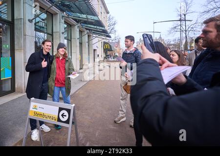 Netherlands. 22nd Nov, 2023. THE HAGUE - Volt Netherlands party leader Laurens Dassen casts his vote for the House of Representatives elections at Prodemos. ANP PHIL NIJHUIS netherlands out - belgium out Credit: ANP/Alamy Live News Stock Photo