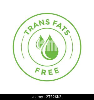 Trans Fat Free Line Green Icon. Zero Transfat Oil in Product Food Label. Healthy Nutrition Choice Symbol. Cholesterol Free Sign. Trans Fat Low Logo. 0 Stock Vector