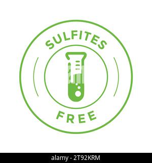 Sulfites Free Line Green Stamp. No Sulphites Label. Product without Sulfate Symbol. Natural Ingredients Non Sulfite Sign. Stock Vector