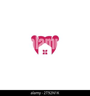 Love Home Care Logo Simple Design Stock Vector