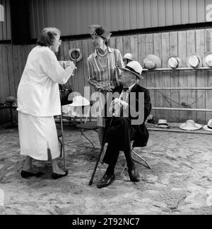 Fox Hunting UK. Wealthy people at Puppy Show for the Duke of Beaufort's Hunt at Badminton House. Tea is held in one of the barns on the estate, its a very local social occasion.  Badminton, Gloucestershire England UK 2002 2000s HOMER SYKES Stock Photo