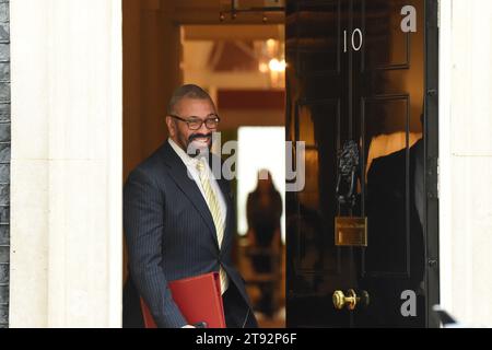 London, UK. 22nd Nov, 2023. James Cleverly, Home Secretary, in Downing Street for a Cabinet Meeting Credit: MARTIN DALTON/Alamy Live News Stock Photo