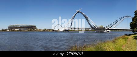 Matagarup Bridge over the Swan river at Perth , Western Australia. Stock Photo