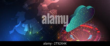 Cloud computing concept.Abstract connection technology background. Hand drawn vector. Stock Vector
