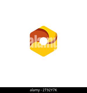 Hexagon Logo Abstract With Orange Color Stock Vector