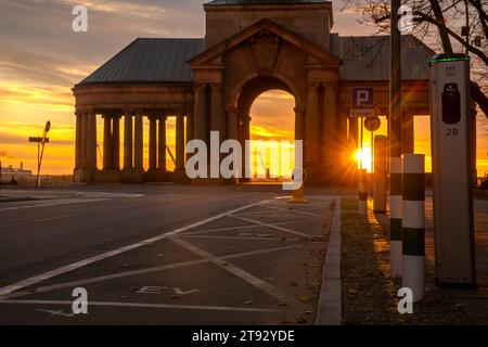 Charging point for electric cars in a historic part of the city.Szczecin,Poland. Stock Photo