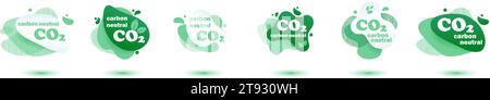 Neutral carbon CO2 stamp. Stiker neutral carbon dioxyde footprint Stock Vector