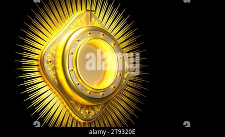 A monstrance containing the consecrated host, which is Our Lord Jesus Christ. Corpus Christi - 3D Illustration Stock Photo