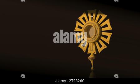 A monstrance containing the consecrated host, which is Our Lord Jesus Christ. Corpus Christi - 3D Illustration Stock Photo