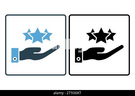 loyalty icon. hand and star. solid icon style. simple vector design editable Stock Vector