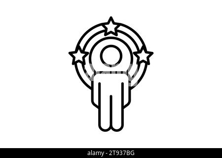 influencer icon. human in circle and star. line icon style. simple vector design editable Stock Vector