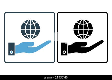 responsibility icon. hand and earth. solid icon style. simple vector design editable Stock Vector