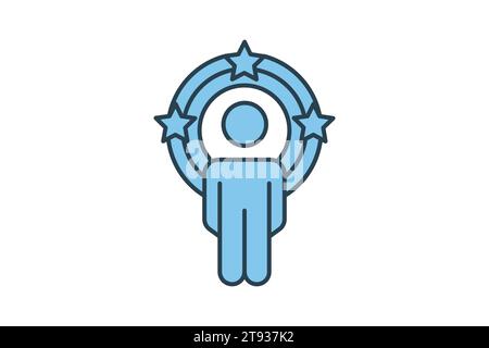 influencer icon. human in circle and star. flat line icon style. simple vector design editable Stock Vector