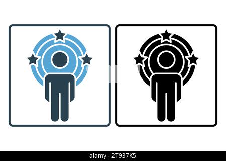 influencer icon. human in circle and star. solid icon style. simple vector design editable Stock Vector