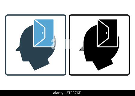 openness icon. head with open door. solid icon style. simple vector design editable Stock Vector