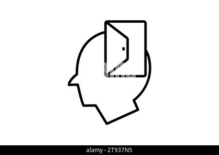 openness icon. head with open door. line icon style. simple vector design editable Stock Vector