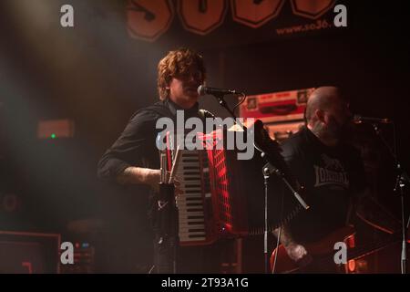 Celtic punk band originally from Australia, The Rumjacks, performing live at SO36 in Berlin, Germany. Stock Photo