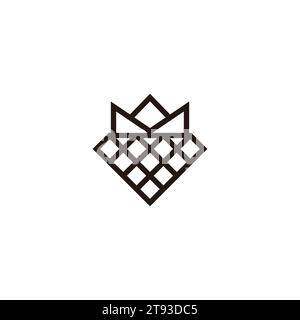 stripes line diamond silhouette crown logo vector Stock Vector