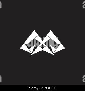 letter m paper fold mountain shape logo vector Stock Vector