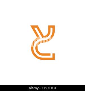 letter yc curves stripes outline logo vector Stock Vector