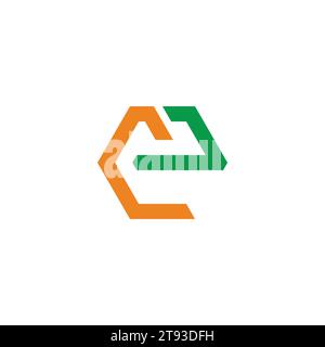 letter ec colorful hexagonal logo vector Stock Vector