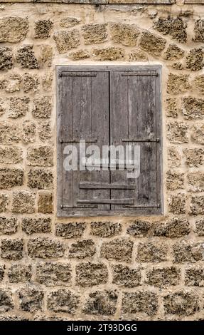 A boarded-up wooden window in the old city of Jaffa. Tel Aviv-Yafo. Israel Stock Photo
