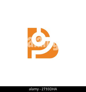 abstract geometric letter pb cute yellow logo vector Stock Vector