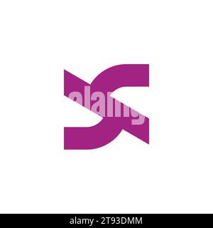 letter sc line simple geometric purple logo vector Stock Vector