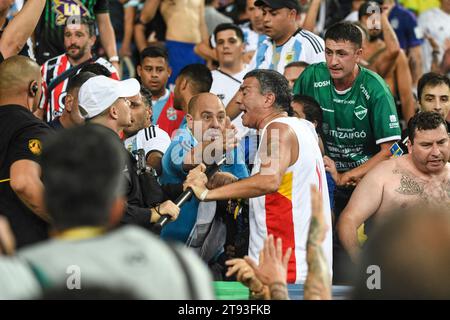 Rio, Brazil - November, 21, 2023, fight between fans in match betweenBrazil x Argentina in the sixth round of the FIFA World Cup qualifiers at Maracan Stock Photo