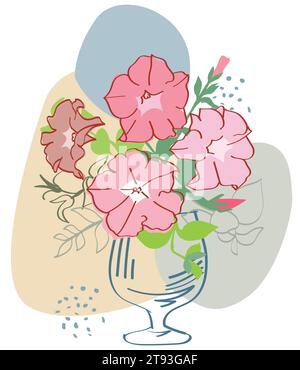 Abstract posters with vases. Trendy still life collage with pot, plant and vase. Hand drawn minimalist shape vector set. Illustration pot with flower Stock Vector
