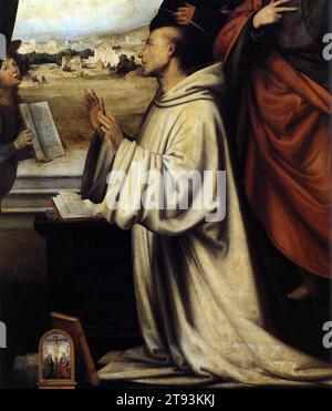 Vision of St Bernard with Sts Benedict and John the Evangelist (detail) 1504 by Fra Bartolomeo Stock Photo