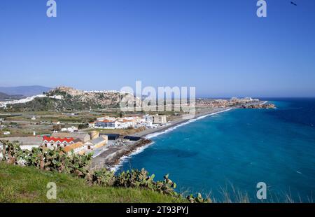 Salobrena, coastal view of Spanish villlage on Costa Tropical, Granada Stock Photo