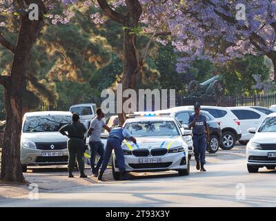South African police in action in Pretoria, Gauteng, South Africa Stock Photo