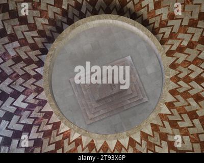 Looking down in the voortrekker monument, a symbolic tomb can be seen with the words 'Us for you South Africa'. Pretoria, Gauteng, South Africa Stock Photo