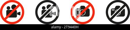 Camera not allowed icon. Camera is forbidden and banned here. Vector illustration Stock Vector