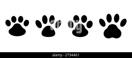 Different footprints of big cats. Leopard illustration set. Vector illustration Stock Vector