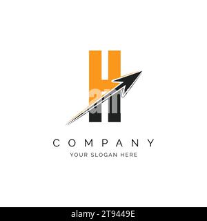 H Letter with Arrow Logo Template Illustration. H Alphabet Concept Design Modern Vector Monogram Icon Stock Vector