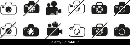 Camera forbidden and allowed icon. Vector illustration Stock Vector