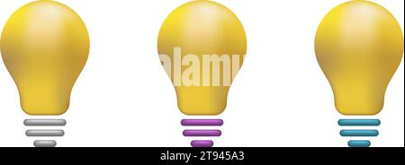 Light bulb icon. 3D lamp icon. Vector illustration. Stock Vector