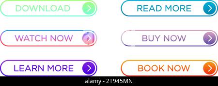 Web button set. Linear gradient buttons set. Vector illustration. Stock Vector